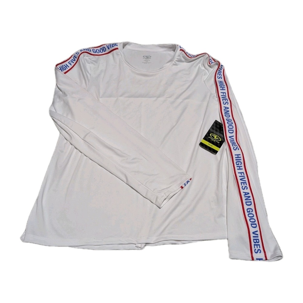 YOUTH GIRLS ATHLETIC WORKS WHITE XL 14 T-SHIRT w/ HIGH FIVES / GOOD VIBES NWT